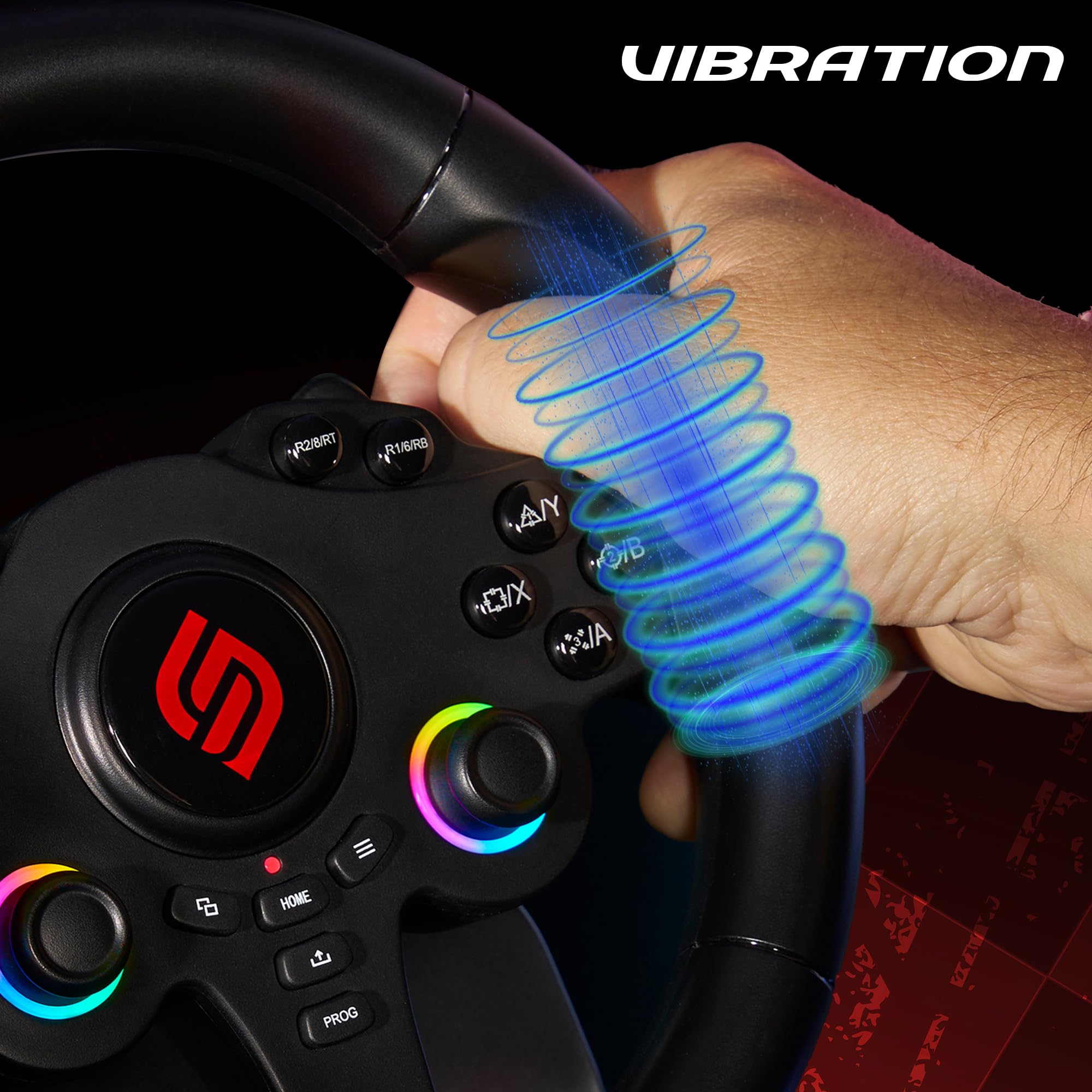 SUBSONIC - Volante Superdrive 220 RS-X - Volante da corsa LED con doppio joystick, cambio marcia, rotazione di 180°, pedali e leve del cambio. Per Switch 2/Switch, PS4, PC e Xbox - Nero