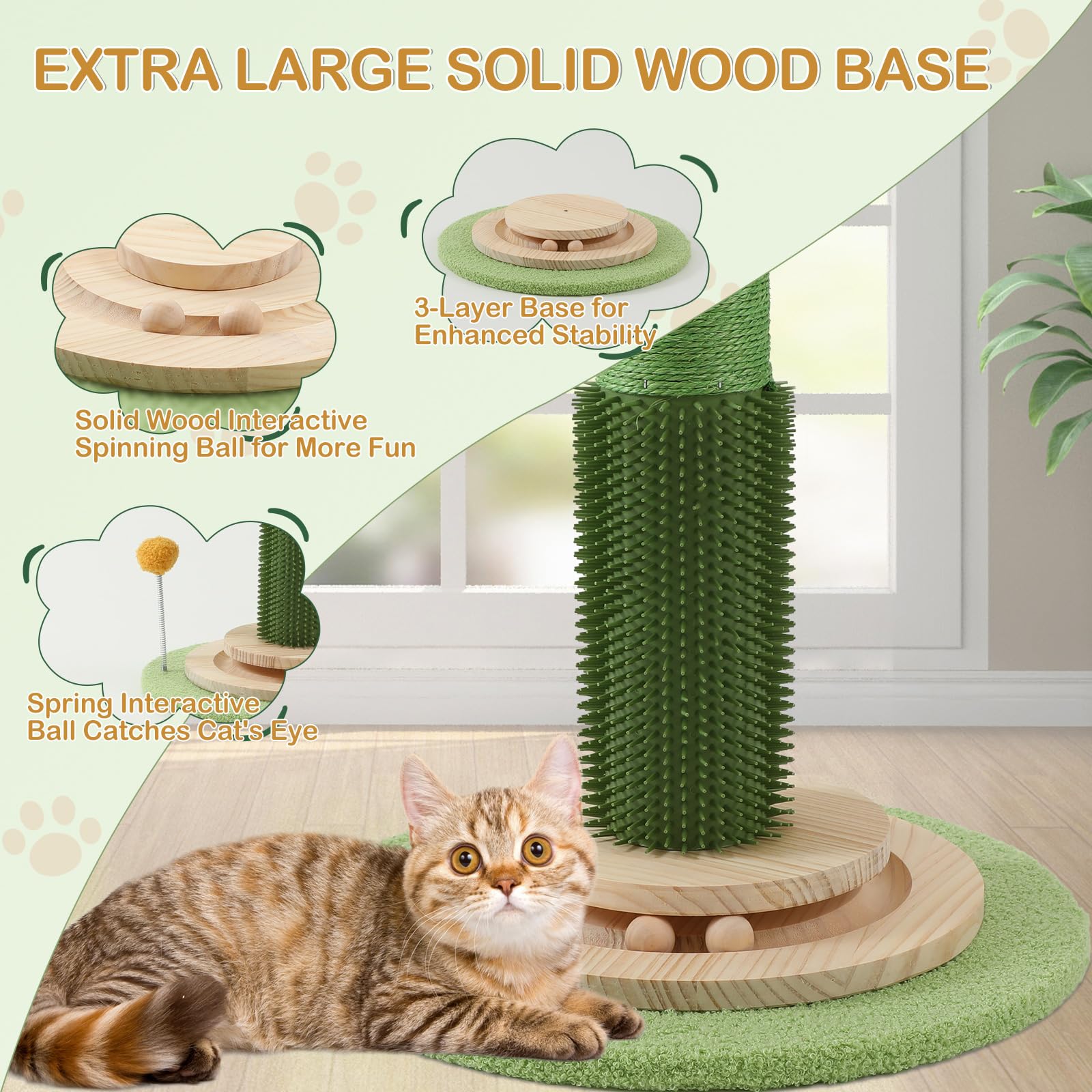 Sheripet Cat Scratching Post for Indoor Cats Adults, 45 Inch Tall Cat Scratcher with Sisal Rope, Large Cats Scratching Posts with Hanging Ball for Kittens and Medium Large Cats
