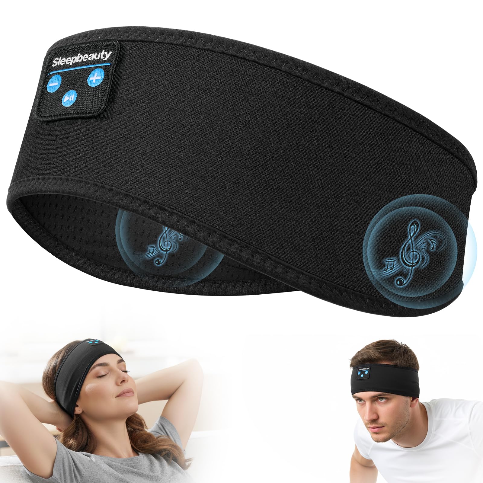 Sleep Headphone Bluetooth 5.4 Headband, Wireless Earphones Sweat Resistant with Ultra-Thin HD Stereo Speakers, Soft & Breathable Headband for Side Sleepers, Workout, Meditation, Travel-picture-13