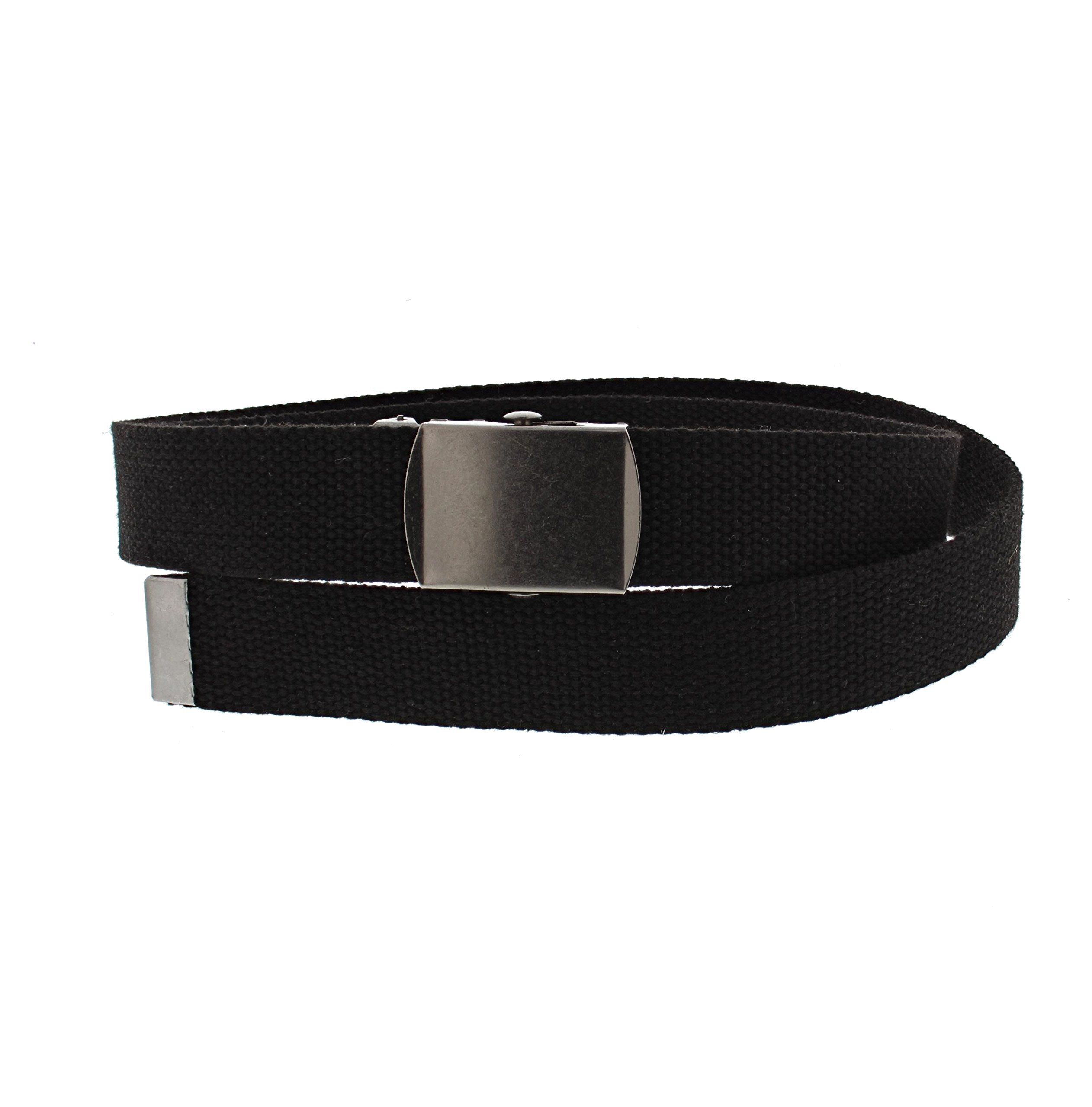 Zac's Alter Ego Adjustable Plain Canvas Webbing Belt with Shiny Slider Buckle