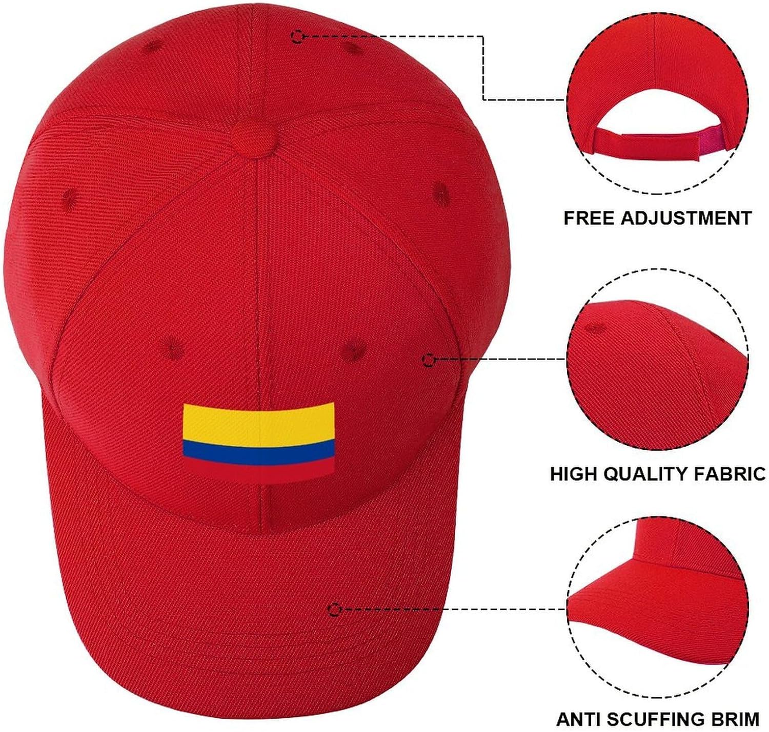 Boys Girls Colombia Flag Baseball Cap, Adjustable Snapback Sun Protection Trucker Hats Outdoor Travel