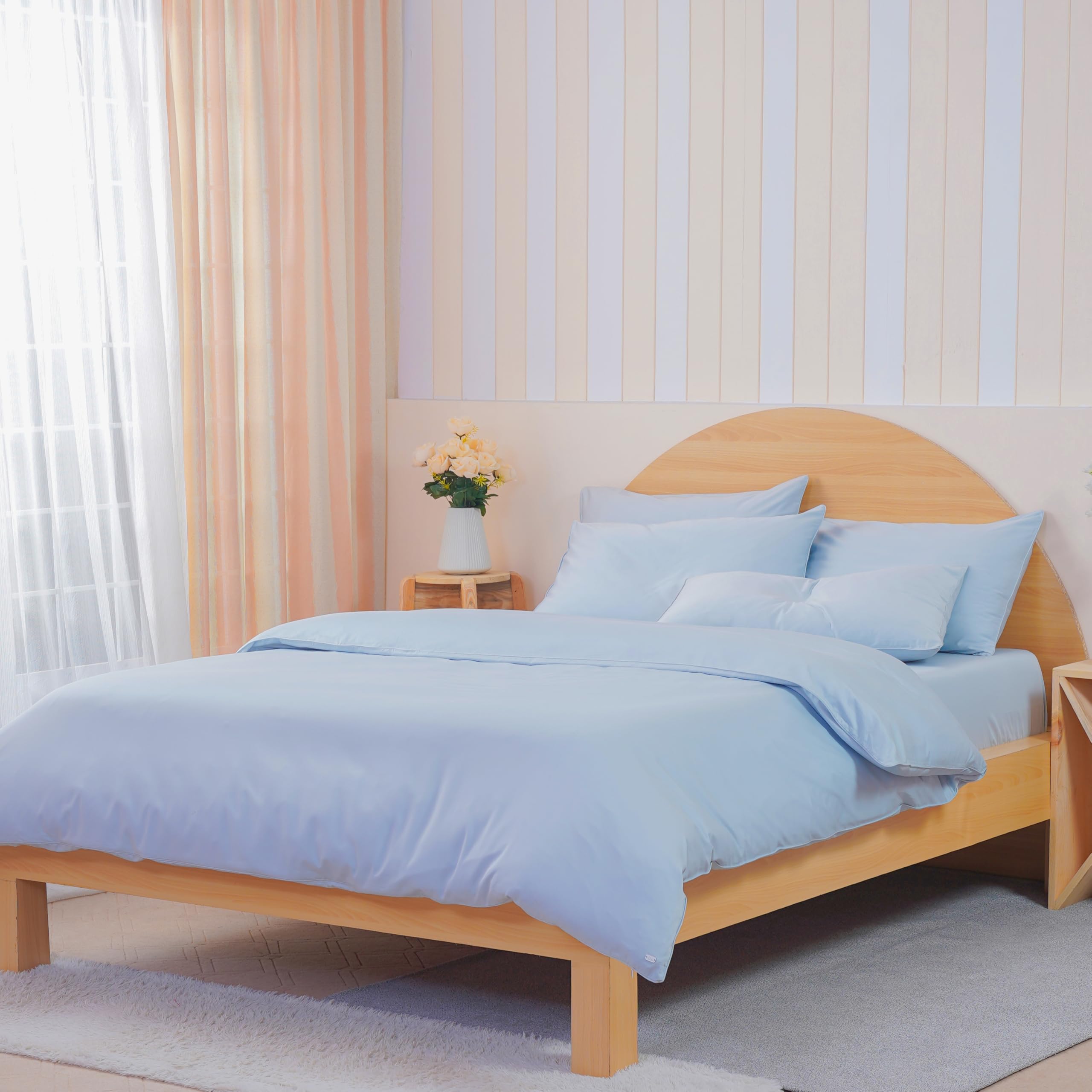 Sheet Story Bamboo Double Duvet Cover Set - 400 Thread Count - Double Duvet Cover Sets with Pillowcases - Luxuriously Soft and Hypoallergenic - Sky Blue