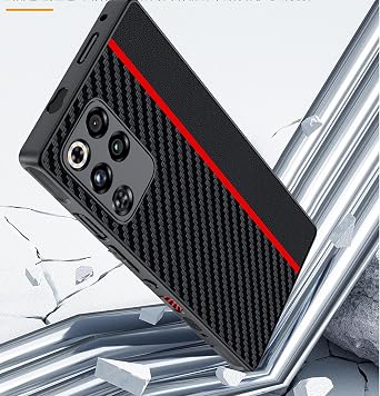 GIOPUEY Case Compatible with Nubia Red Magic 11 Pro/11S Pro, PU leather + Hard PC Cover, Special Leather Texture Phone Case, Anti-Fingerprint, Anti-Scratch - black/red