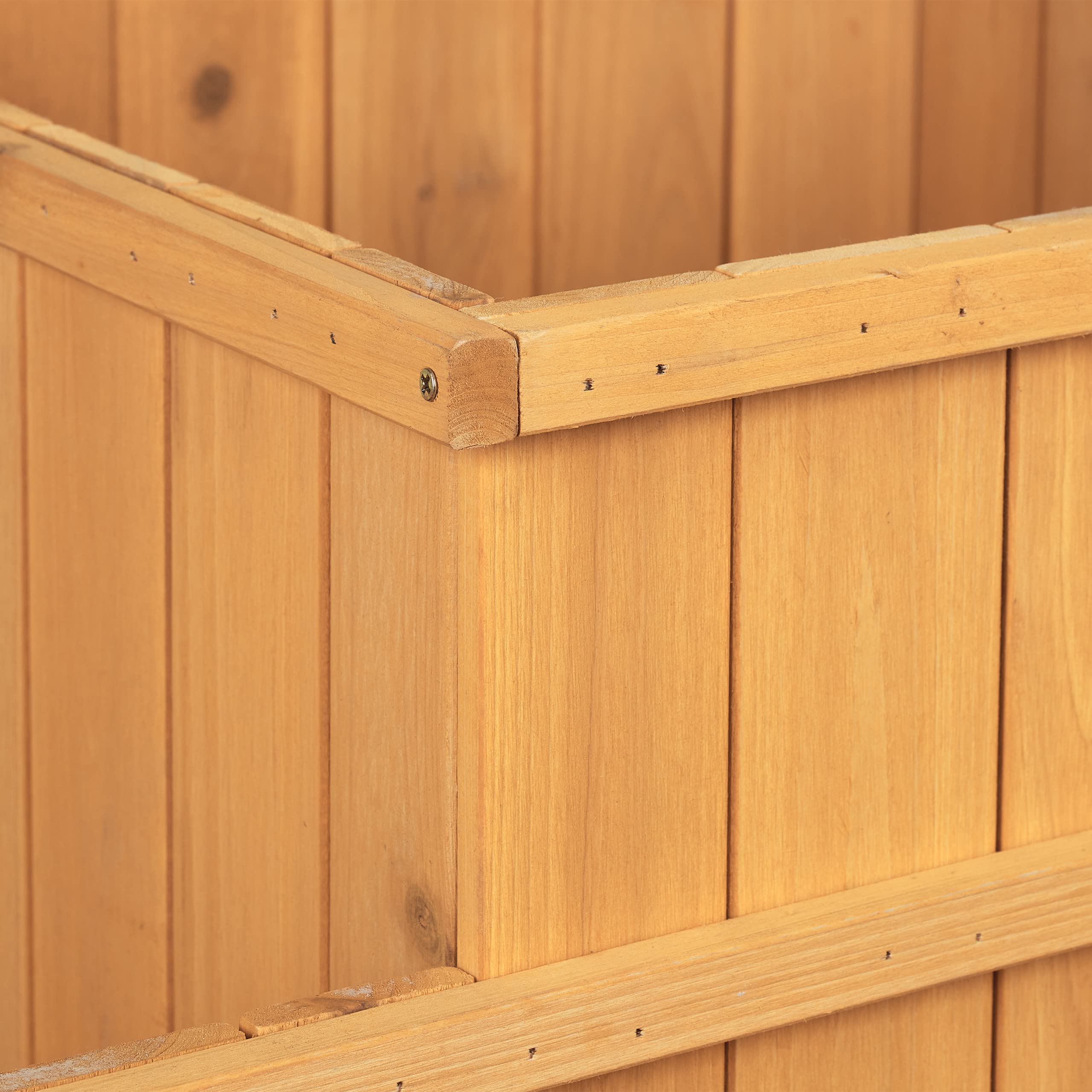 Relaxdays Hochbeet, gestuft, 4 Pflanzkästen, Garten, Balkon, Terrasse; Pflanzbeet aus Holz, HxBxT: 61x81x81 cm, Natur