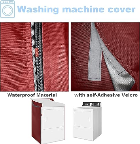 Miniatura 3 de MBOOM Paquete de 2 fundas para lavadora y secadora, impermeables, con cremallera, para máquina de carga frontal y secadora (rojo viento, 29 pulgadas