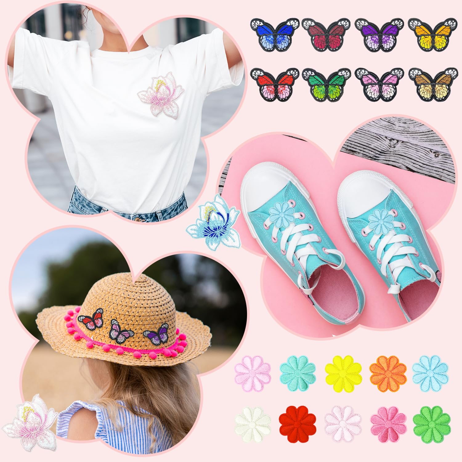 16 Toppe Termoadesive Ricamate Rosa - Per Jeans, Giacche E Zaini - Foto 5