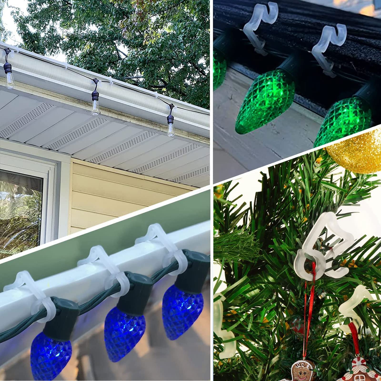 10 pz Clip di Luce Di Natale 1 5/8 In Schede Fascia Lampade Gancio Tetto Grondaia Recinzione Beave Ganci Resistente Alle Intemperie Festa All'aperto  15