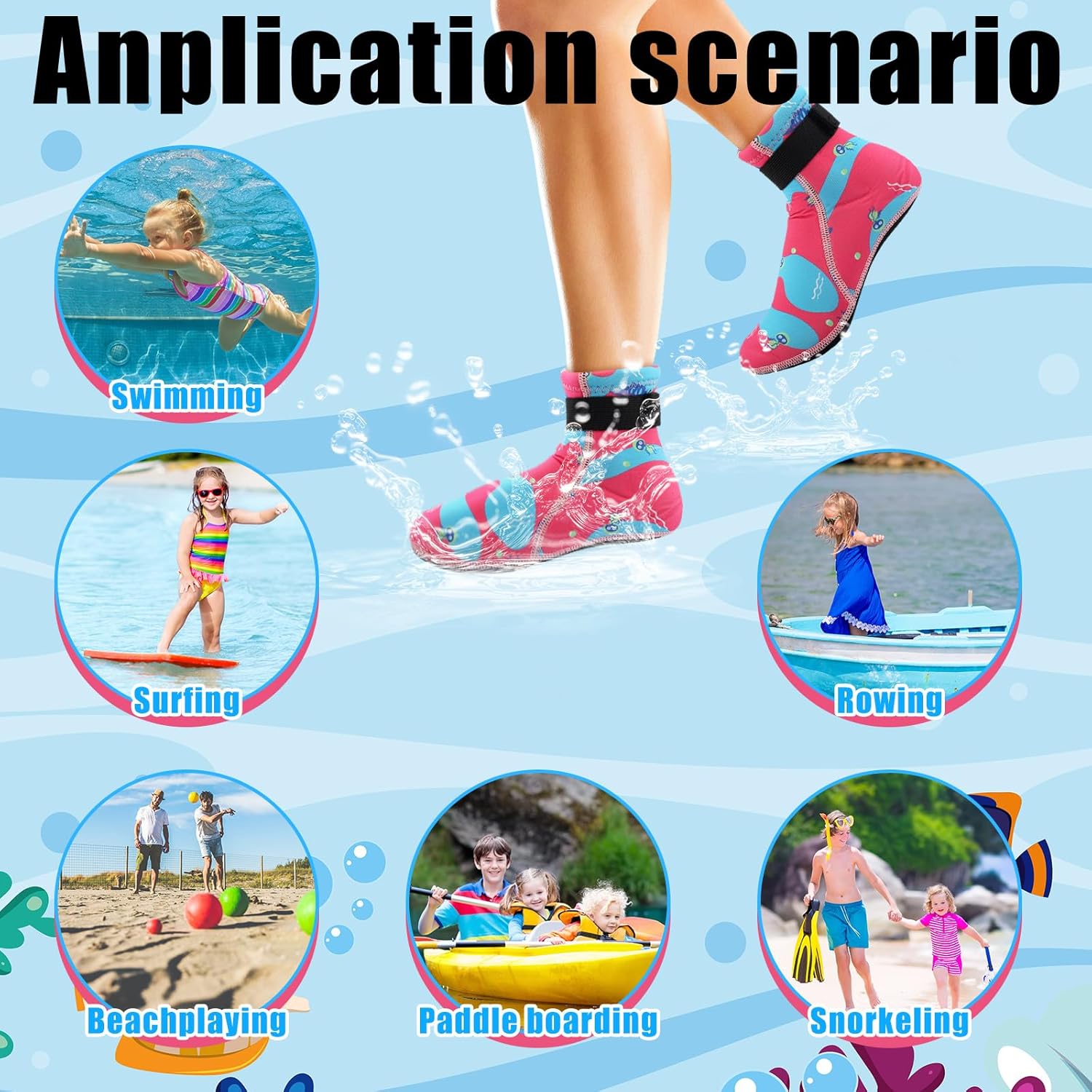 Kids Water Socks 3mm Neoprene Socks for Kids Warm in Cold Water Swim Boots Toddlers Diving Boots Anti-Slip Wetsuit Sand Shoes for Beach Volleyball - Image 3