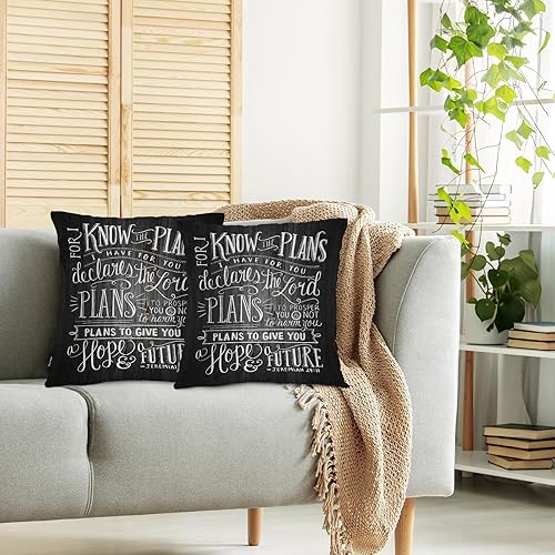 Miniatura 2 de Swono Juego de 2 fundas de almohada decorativas con versículo bíblico para el hogar, fundas de almohada para sala de estar, dormitorio, fundas de