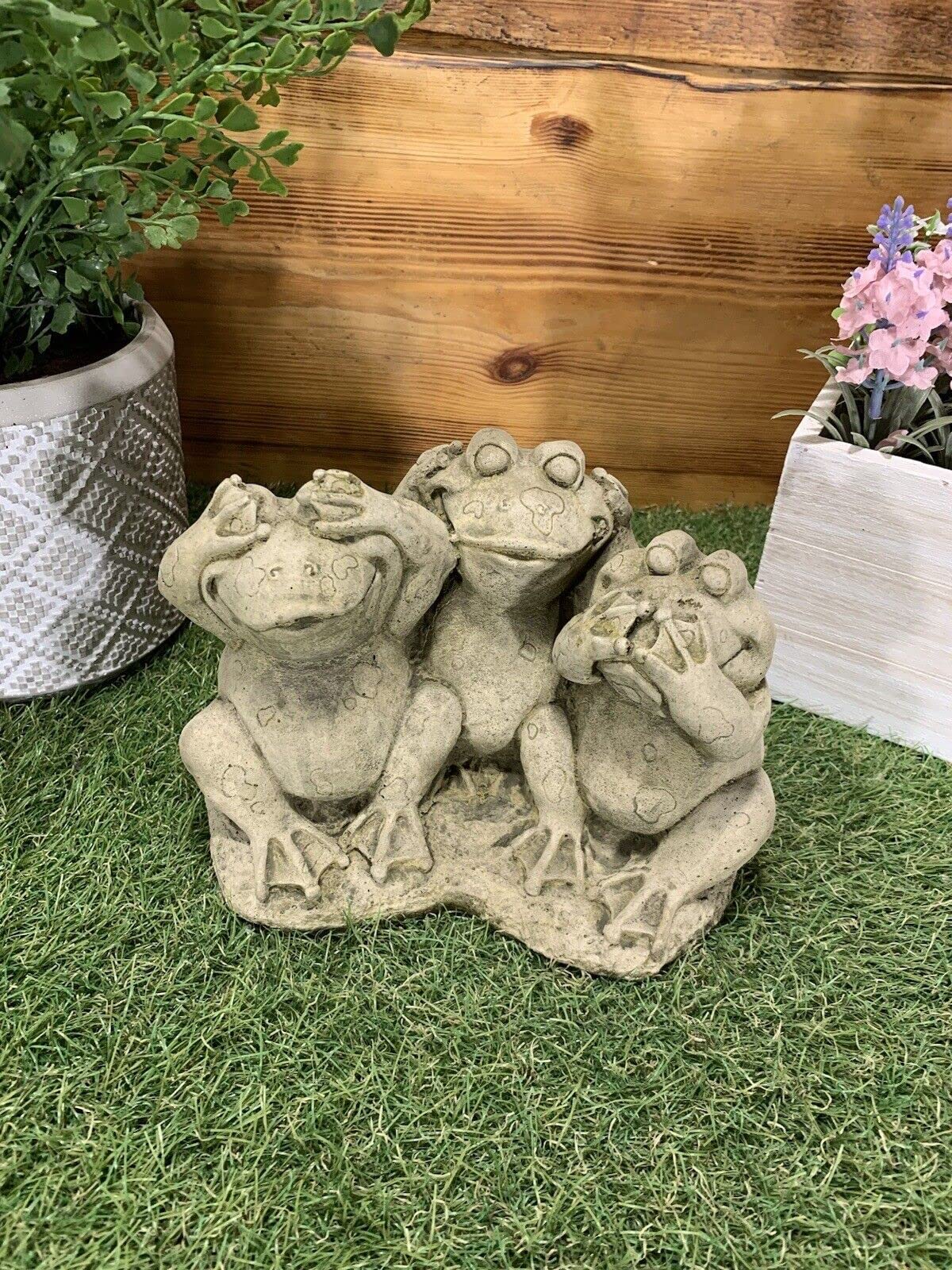 J And L Stone Ornaments Stone Garden See Hear Speak No Evil Frog Toad Statue Ornament