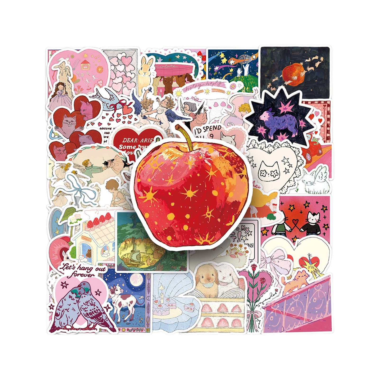 50Pcs Cartoon PVC Sticker Water Resistant Aesthetic for Scrapbooking Journal Notebook Phone Cover Guitar Laptop for Kids
