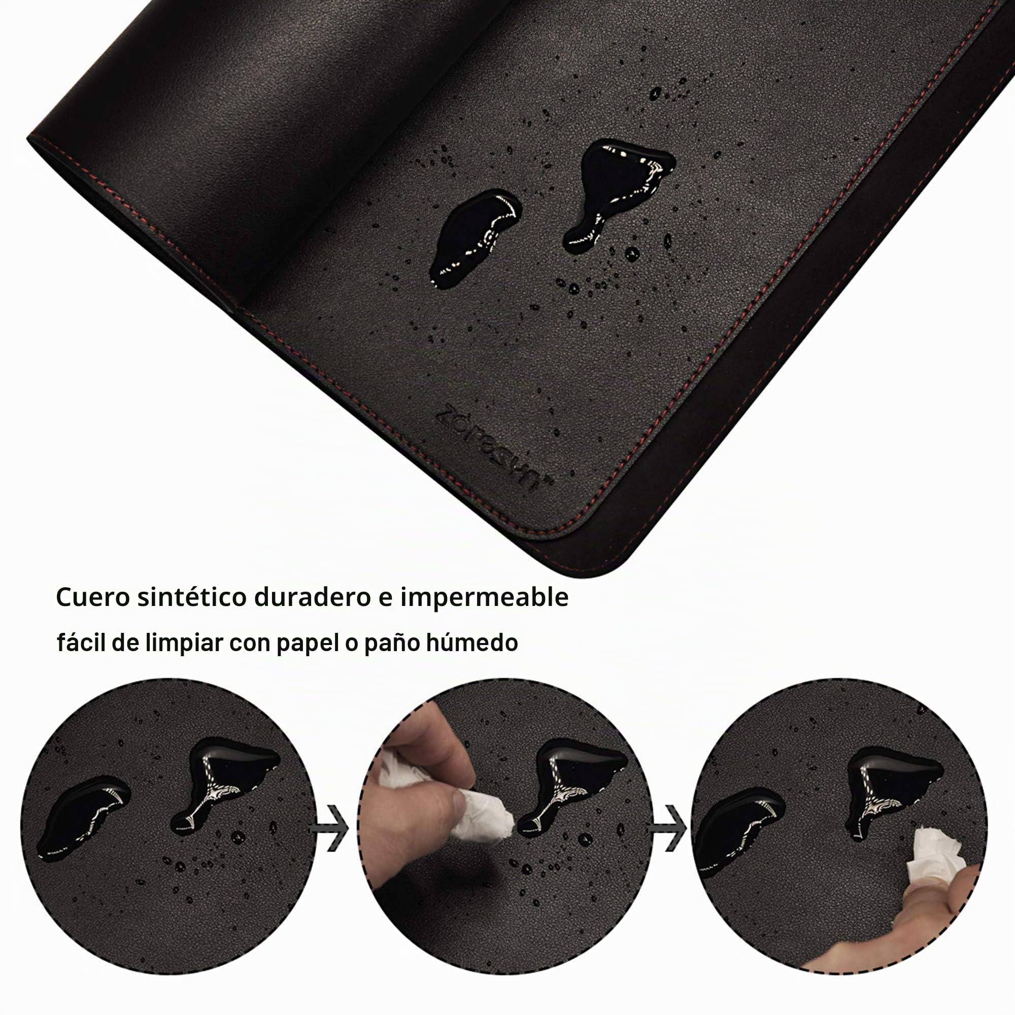 ZORESYN Almohadilla para Mouse para Juegos, 140x60cm Alfombrilla de Ratón, Alfombrilla de Escritorio de Oficina, Impermeable - Negro