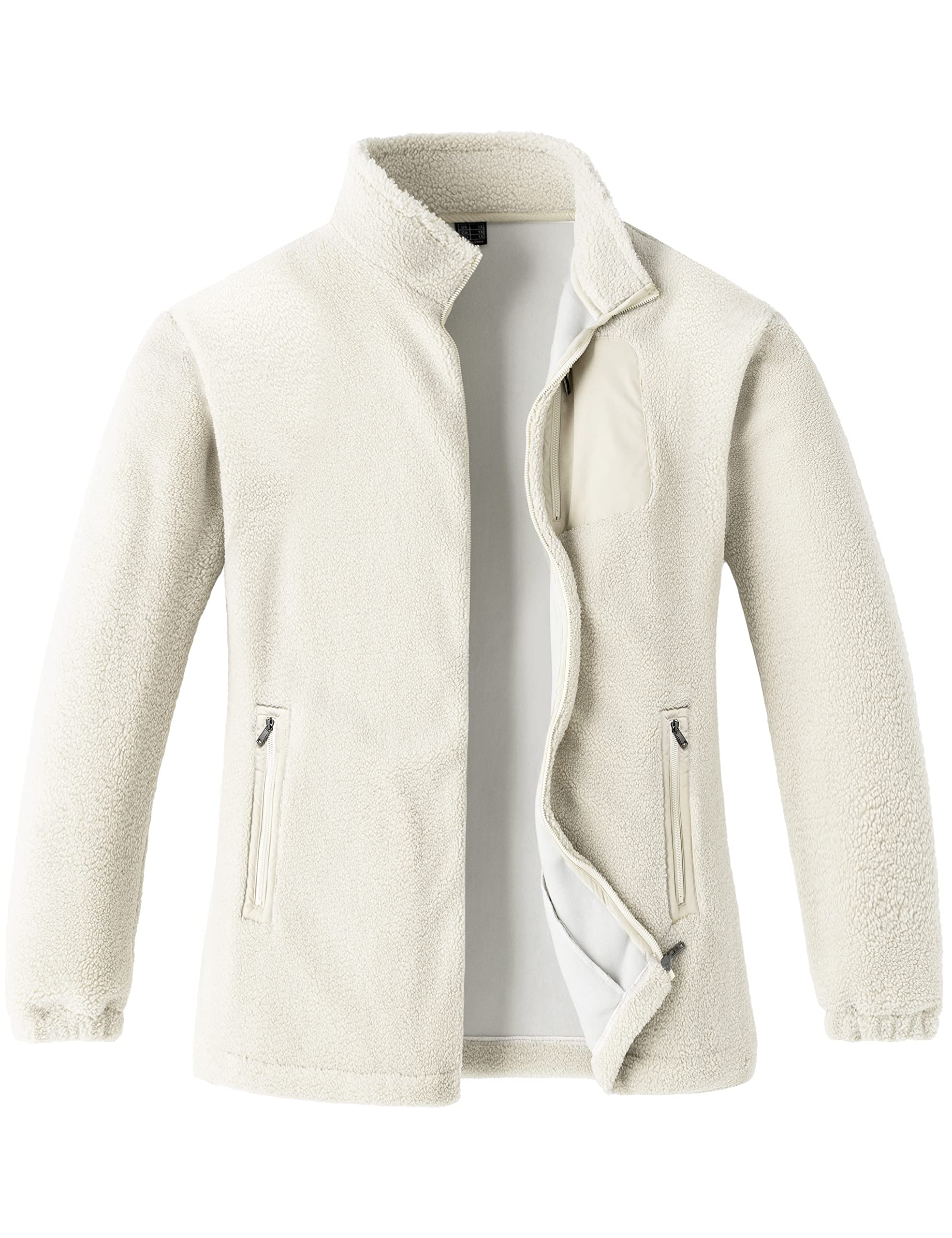 soularge plus size women's winter sherpa long-sleeve full-zip jacket(beige, 4x)