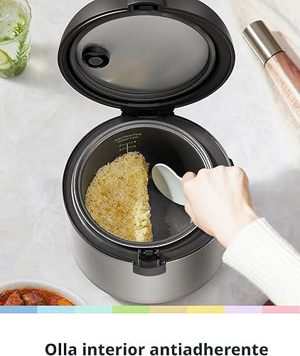 Vista 6 de COMFEE - Arrocera 6 en 1 de acero inoxidable, cocina lenta, vaporizador, salteado y calentador, 2 cuartos de galón, 8 tazas cocidas