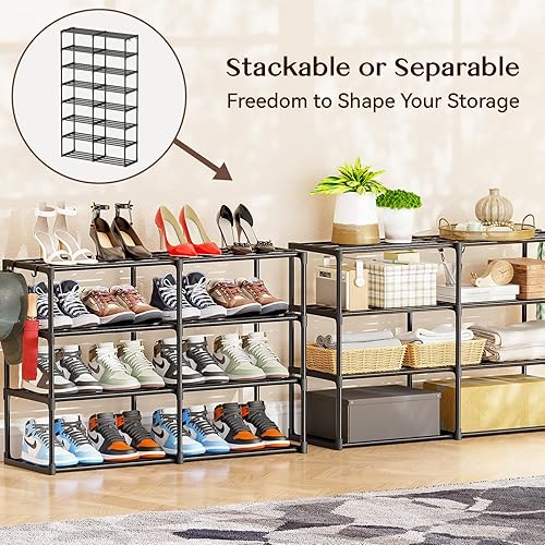 Miniatura 3 de SUFAUY Zapatero de 8 niveles, estante ajustable para zapatos con capacidad para 32-40 pares, metal resistente y organizador de zapatos apilable para