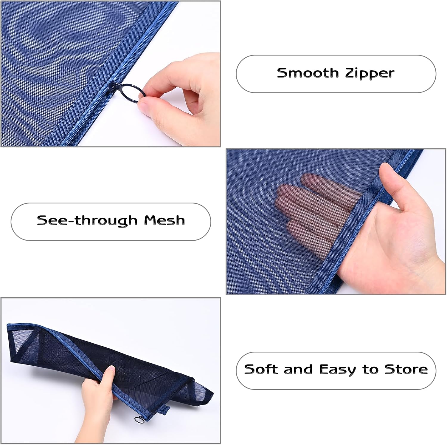 Valtiner メッシュジッパーポーチバッグ 8個セット 大型ナイロンメッシュポーチ 整理用 3サイズ クリア 旅行 書類 ファイ