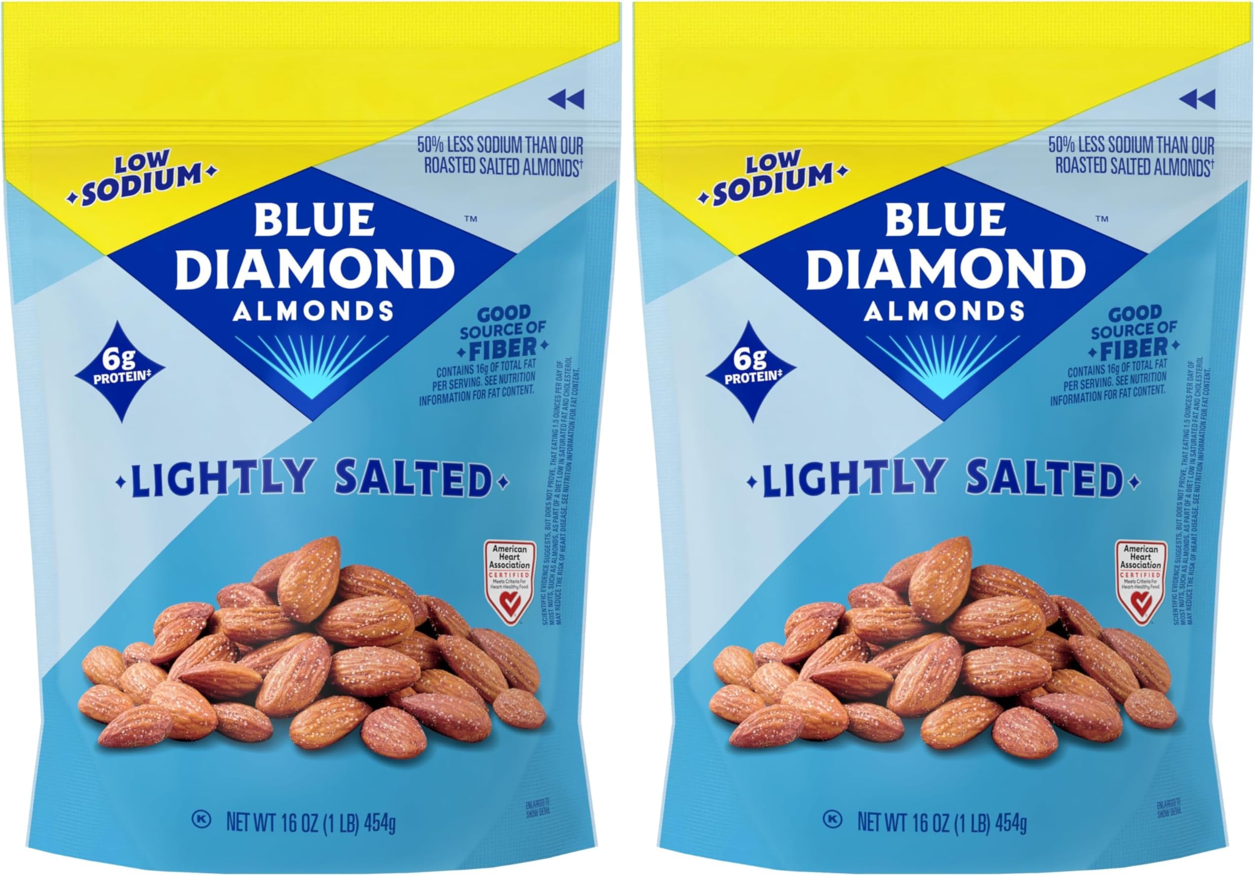 Low Sodium Lightly Salted Snack Nuts, 16 Oz Resealable Bag (Pack of 2)