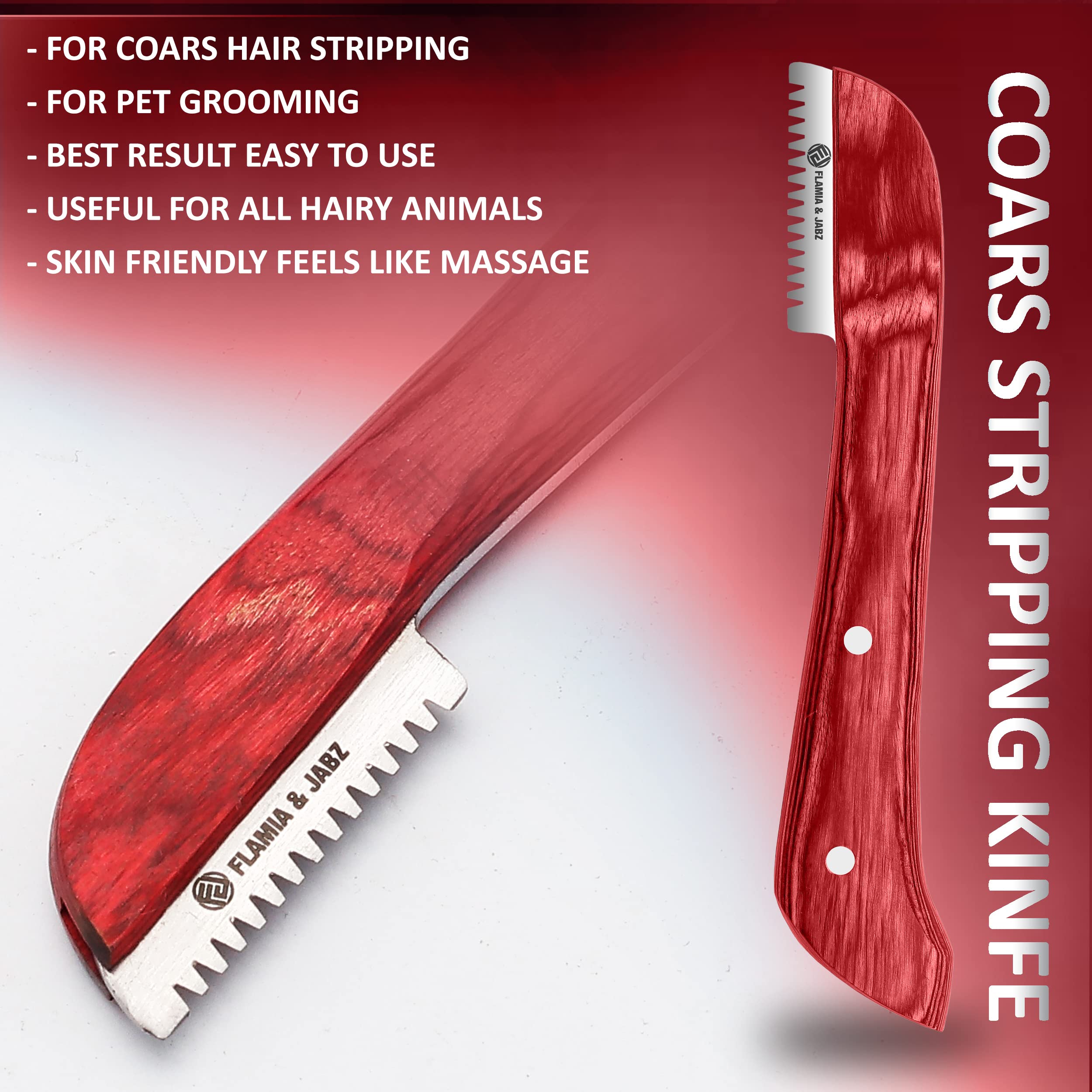 Kit Spelafili FLAMIA & JABZ Per Cani - 6 Pezzi, Manico Legno, Lama Acciaio Inox, Per Destrorsi - Foto 11