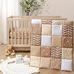 The Peanutshell 3 Piece Baby Crib Bedding Set for Boys & Girls - Newborn, Infant & Toddler Nursery Bed Set Decor with Fitted Crib Sheet, Dust Ruffle Comforter - Boho Celestial