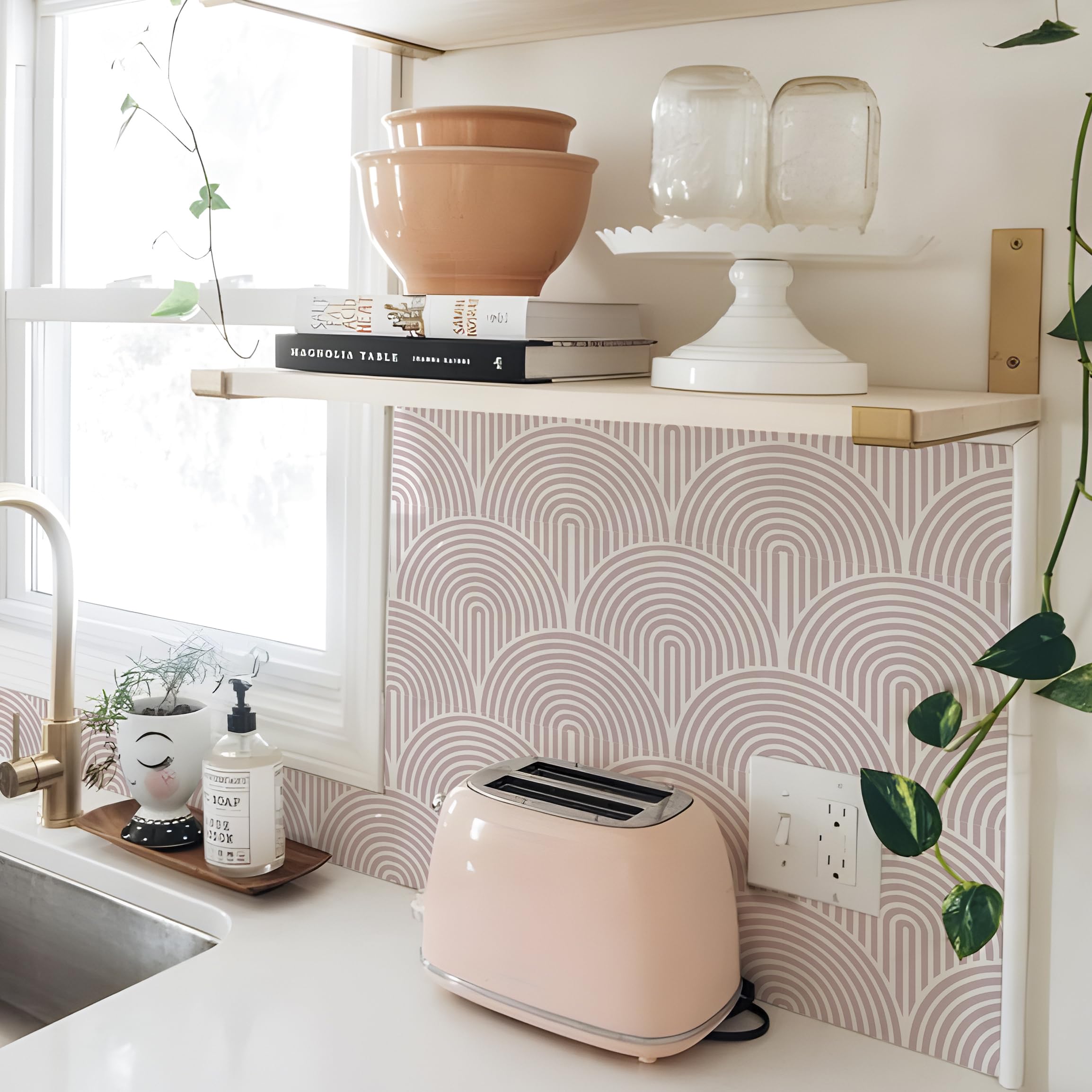 Alwayspon Adesivi Per Piastrelle 12 Pezzi 15x15cm – Beige/Bianco – Autoadesivi Rimovibili Per Cucina E Bagno - 2
