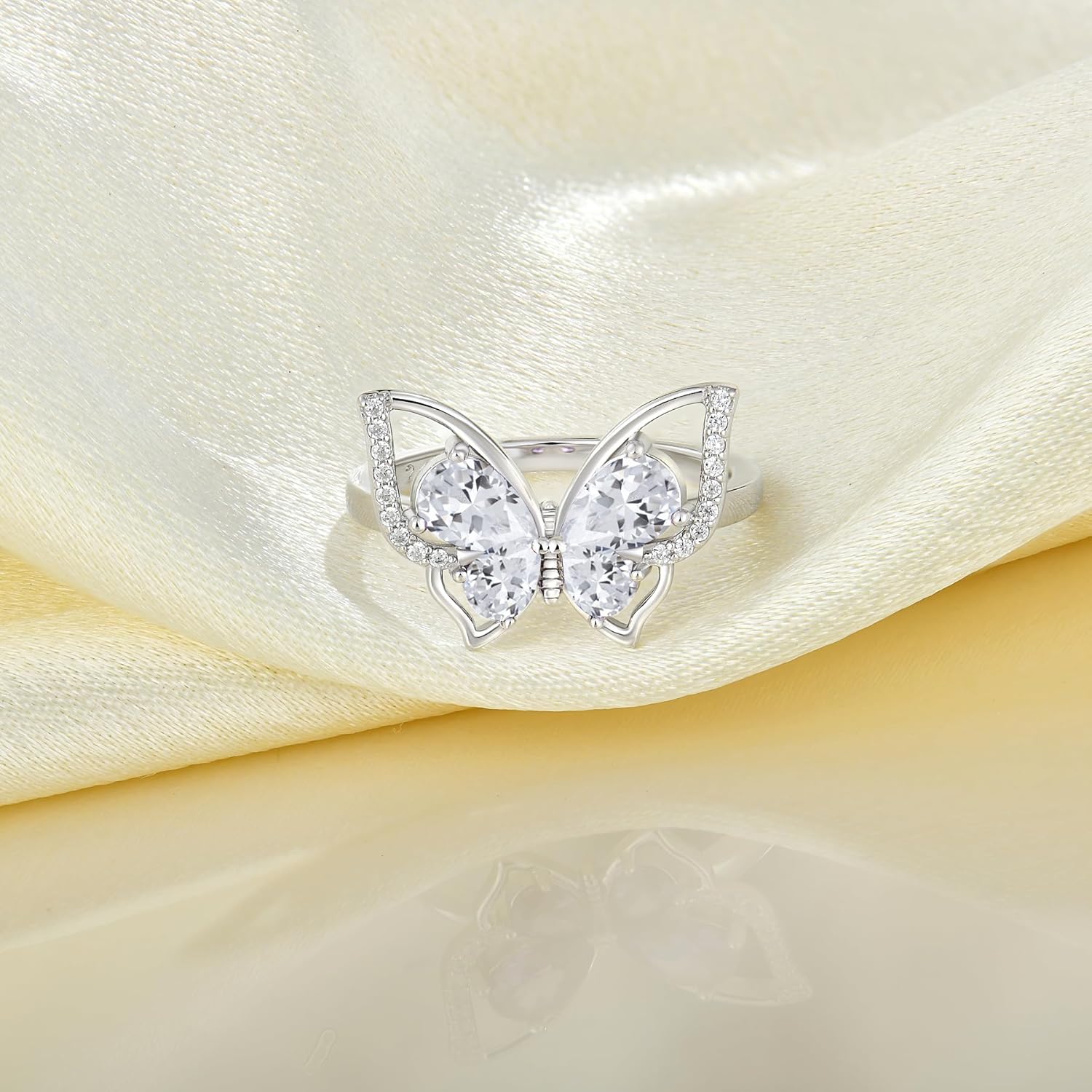 YL Butterfly Rings 925 Sterling Silver Simple Ring Birthstone Statement Jewelry for Women - Image 6