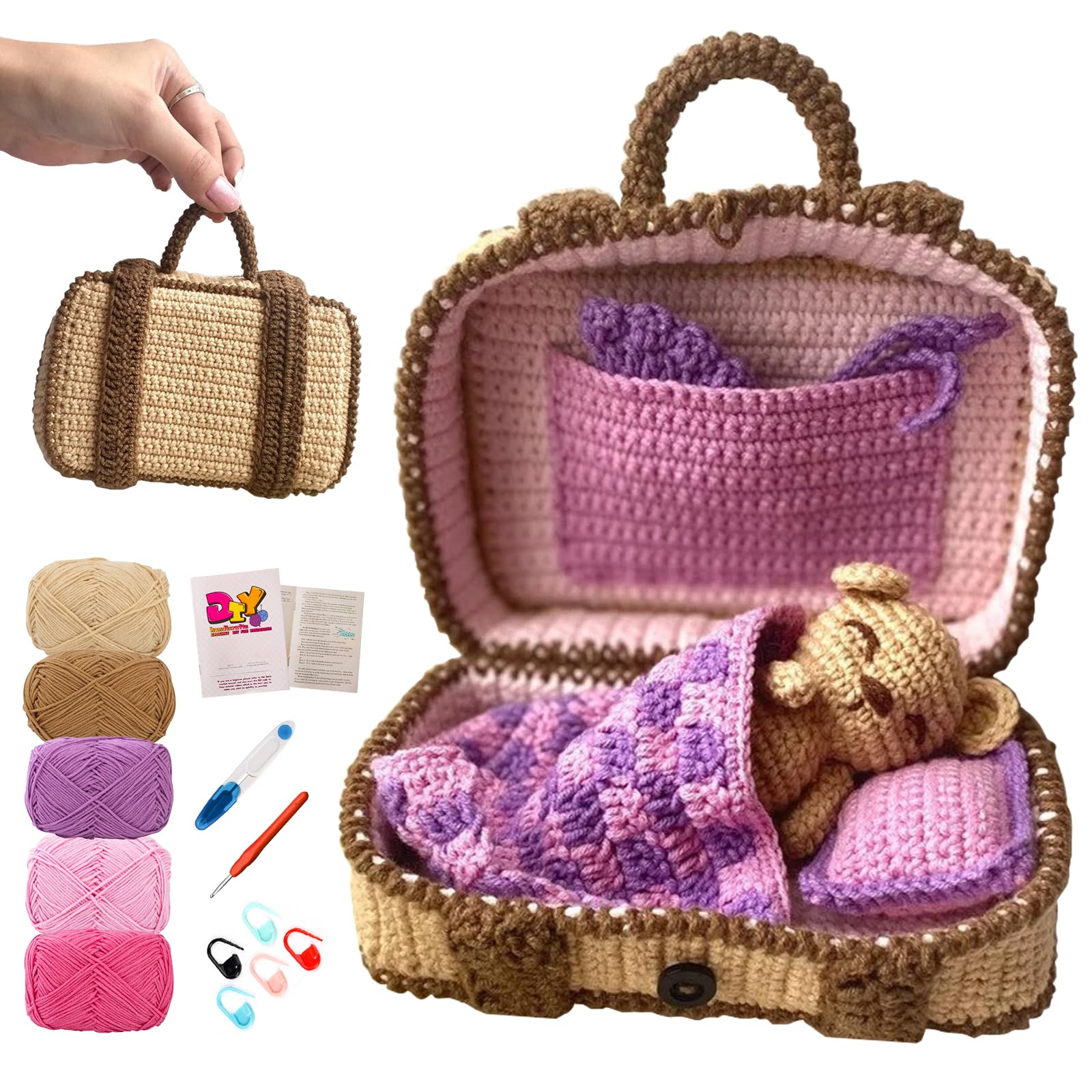 JXINLODGEG Kit all'uncinetto per principianti, kit di animali all'uncinetto per principianti con video tutorial passo-passo, kit all'uncinetto per adulti e bambini fai da te per lavori a maglia con