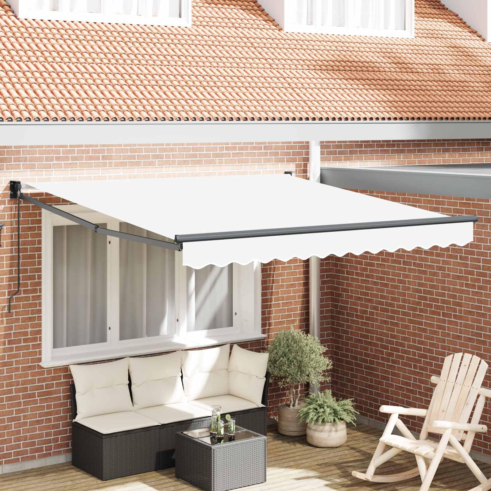 Auvent pour terrasse et balcon blanc rétractable pour ombrager vos repas d'été