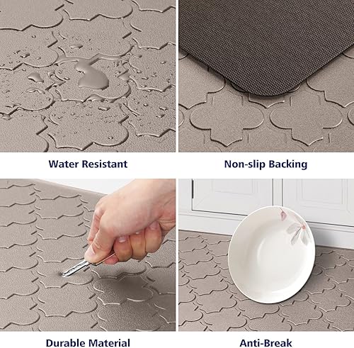 Miniatura 3 de WISELIFE Tapete de cocina acolchado antifatiga, 17.3 x 28 pulgadas, grueso, antideslizante, impermeable, tapete de espuma resistente para cocina,