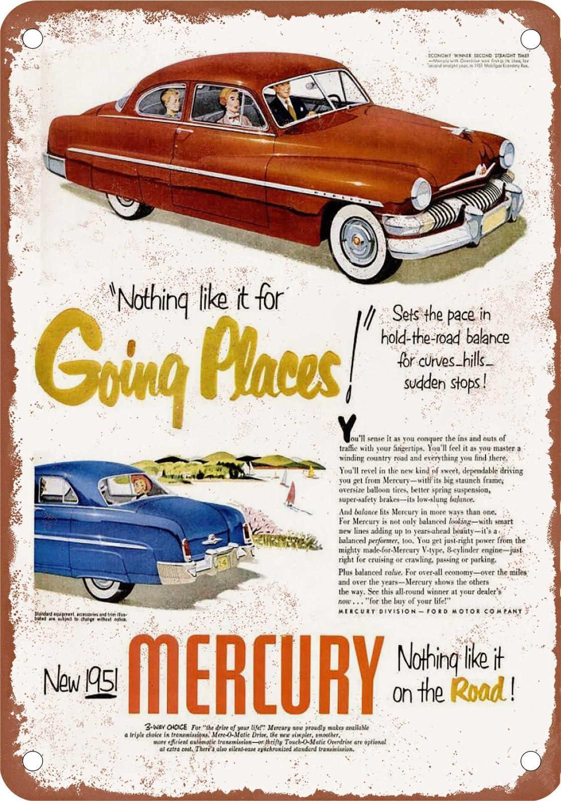Miaomansenstore Metal Sign - 1951 Mercury Vintage Ad 02 - Old Retro Rusty Look Home Decor