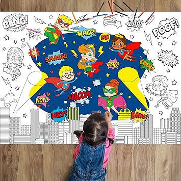 Amazon.com: Hero Themed Coloring Poster for Kids Giant Coloring Poster ...