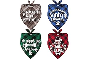 4 Pack Dog Christmas Scarves: Festive Plaid Bandanas for Your Furry Friends