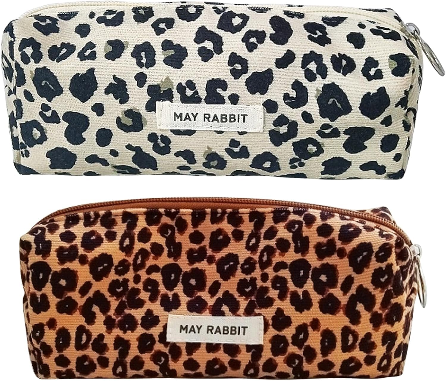 JOZMMZEOOA 2-Piece Corduroy Pencil Case, Washable Portable Cute Small Pencilcase, Aesthetic Pouch with Smooth Zipper Student-Friendly Pouch for School, Homework Sessions (Leopard Print) โ image 1