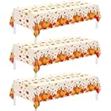 3 Pack Thanksgiving Disposable Tablecloths,54 x 108 Inch Thanksgiving Decorations,Give Thanks Table Cloth for Rectangular,Pumpkin Maple Tablecloths for Home,Party,Outdoor Picnic,Fall Theme,Baby Shower
