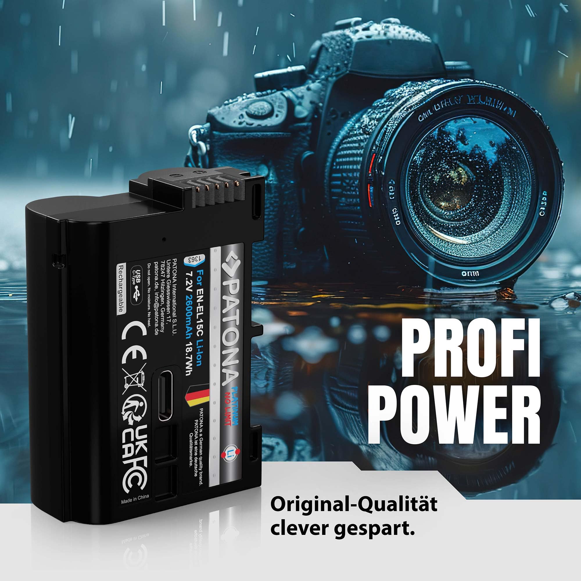 PATONA Platinum EN-EL15C Akku 2600mAh mit USB-C – Ersatz für Nikon EN-EL15 EL15b EL15c – kompatibel mit Z5 Z6 II/III Z7 II Z8 ZF D7500 D850 D780 D750 D500 – direkt am Akku Laden