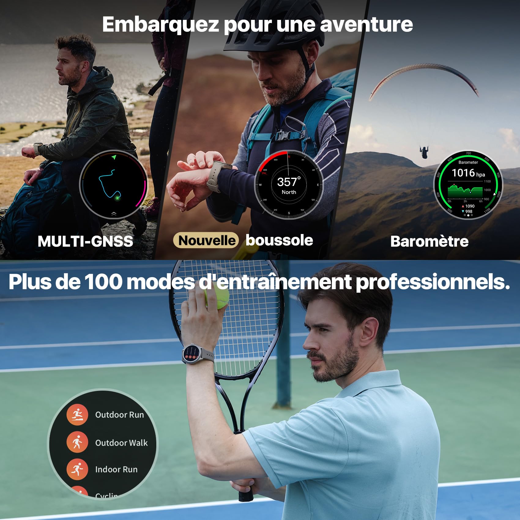 Ticwatch Pro 5 Montre Intelligente Android Snapdragon W5+ Gen 1 Wear OS Smartwatch Jusqu'à 80 Heures d'autonomie Santé Fitness Suivi Résistance à l'eau 5 ATM Non Compatible avec l'iPhone