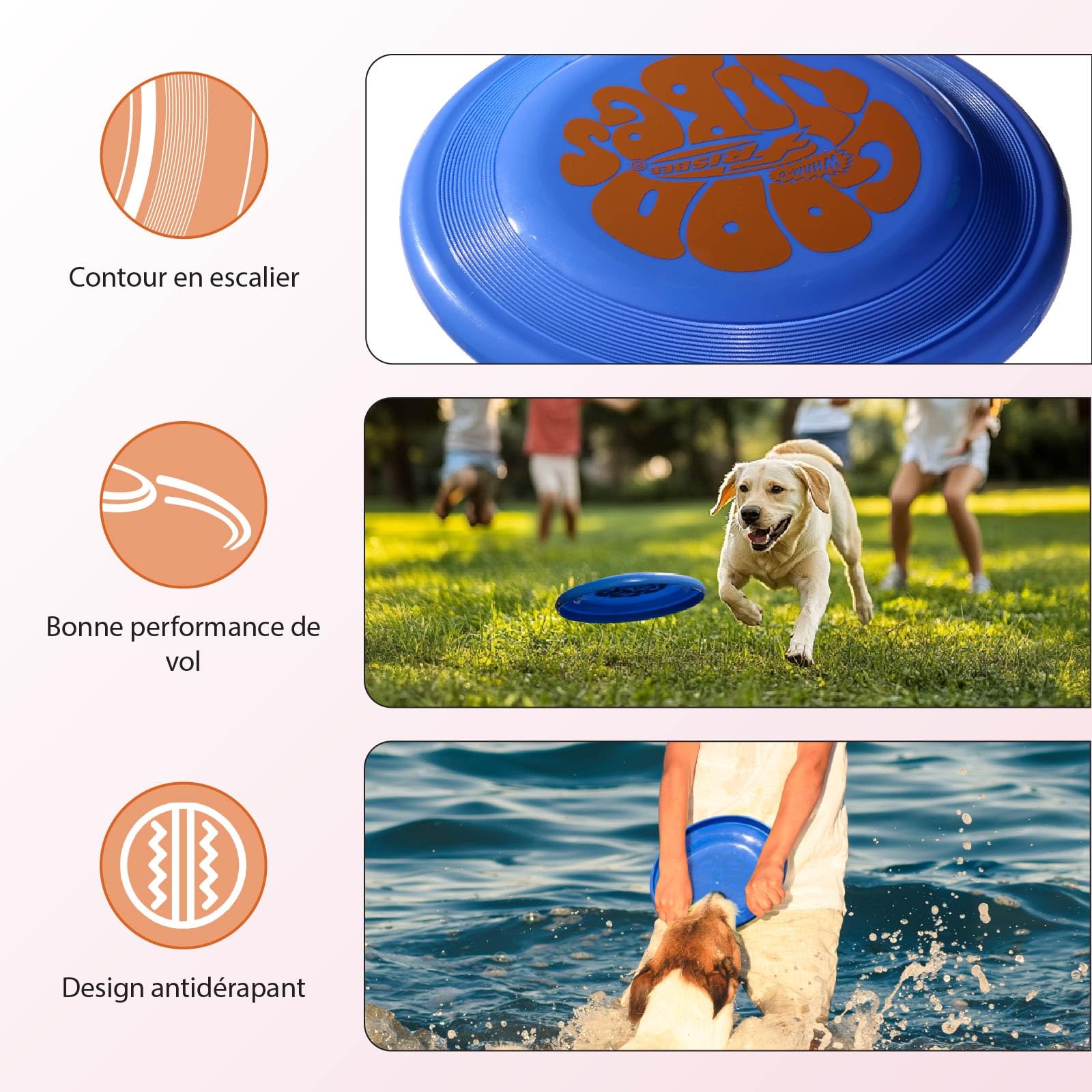 Wham-O Frisbee Fastback Disque Volant, 23.75cm Jouet Léger Adapté aux Chiens pour Enfants Garçons Filles 5 Ans et Plus, Joueurs Professionnels, pour Plage Parc Jardin - 100g