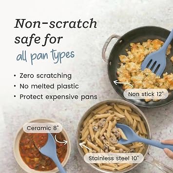 Starpack Stir and Serve Silicone Cooking Utensils Set (5-Piece, 11) - LFGB Non Toxic, 600F Heat Resistant, BPA-Free - One-Piece Seamless, Dishwasher Safe - for Nonstick Cookware, Light Blue