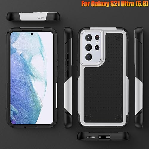 Miniatura 8 de Funda resistente para Samsung Galaxy S21 Ultra de 6.8 pulgadas, 4 esquinas con bolsas de aire [protección contra caídas de 12 pies], agarre