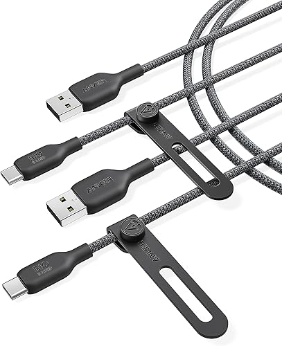 Miniatura 8 de Anker Cable USB C Bio-Briaded 2 unidades, 6 pies, cable de carga USB A a tipo C, cable de carga USB C de carga rápida para Samsung Galaxy Note 1098