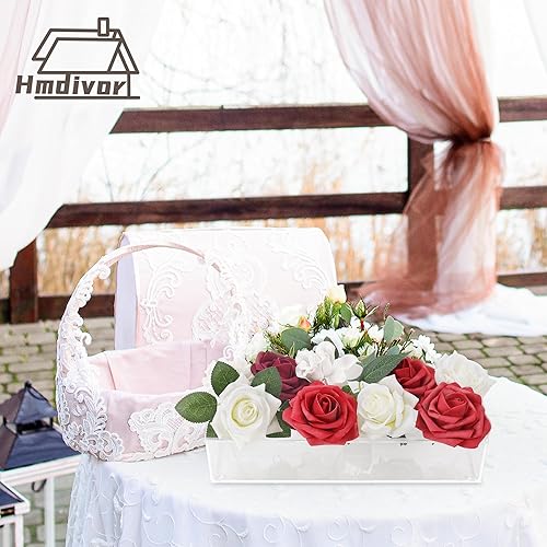 Miniatura 2 de Hmdivor Paquete de 2 jarrones rectangulares de acrílico de 11.8 pulgadas, 12 agujeros, centro de mesa floral transparente para boda, mesa de