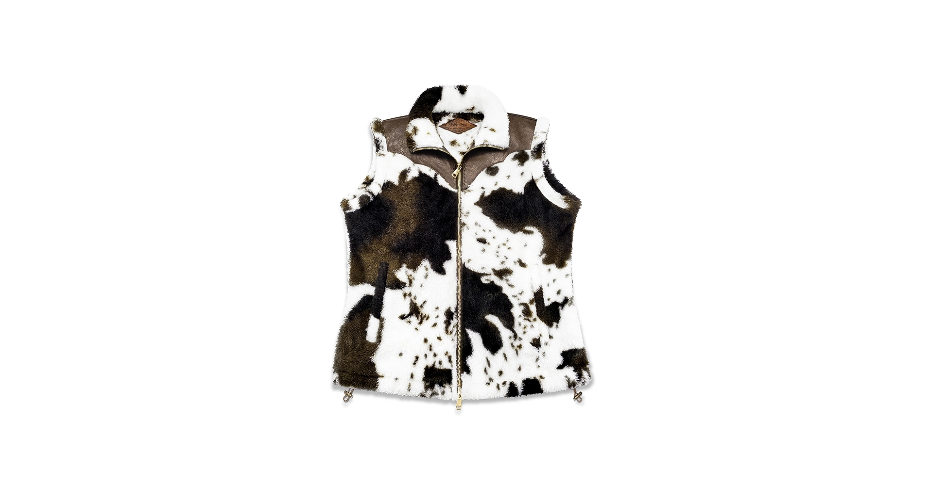 Women's Fuzzy Cow Print Vest Cozy Lightweight Sherpa Fleece