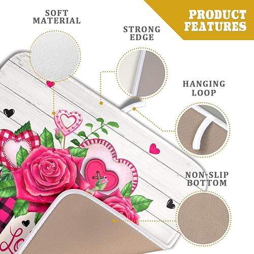 Vista 263 de Daisy On Old - Tapete de secado de platos de madera para encimera de cocina, tapete de secado de madera turquesa de 18 x 24 pulgadas con tapete