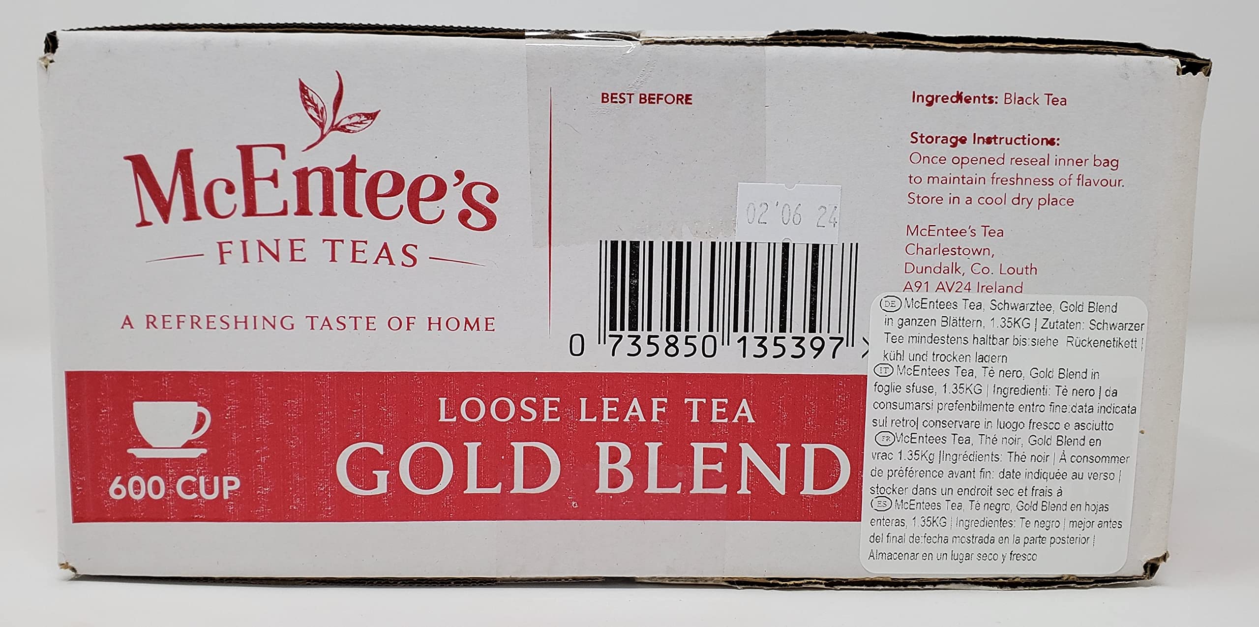 McEntee's Irish Loose Leaf Gold Blend Tea - Catering 1.35Kg - Blended in Ireland, Assam and Kenyan Tea. Strong and Malty