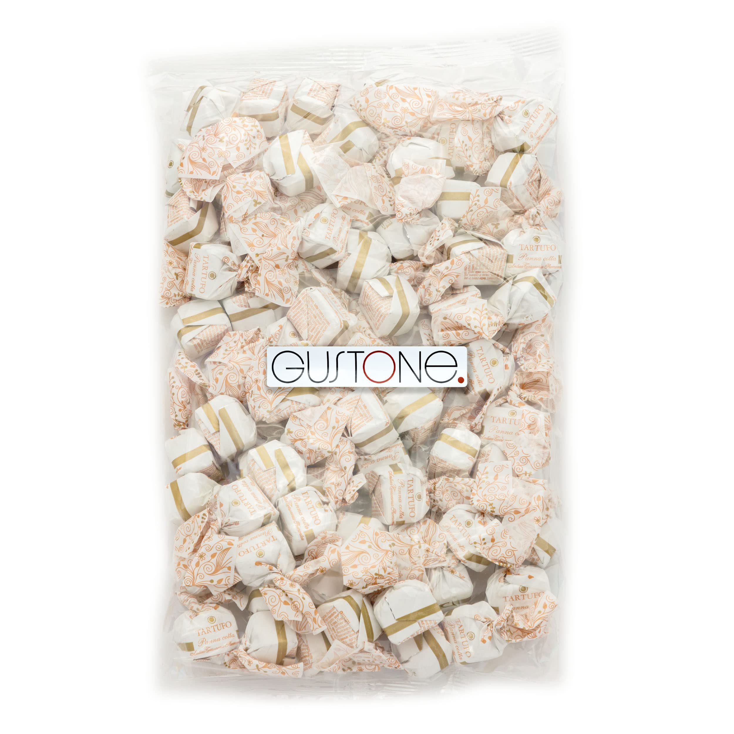 GUSTONE. Tartufi Dolci Panna Cotta Antica Torroneria Piemontese 1kg | Piemont-Haselnüsse IGP, glutenfrei, IGP-geschützte Herkunft, Trüffel-Praline weiße, Schokoladentrüffel
