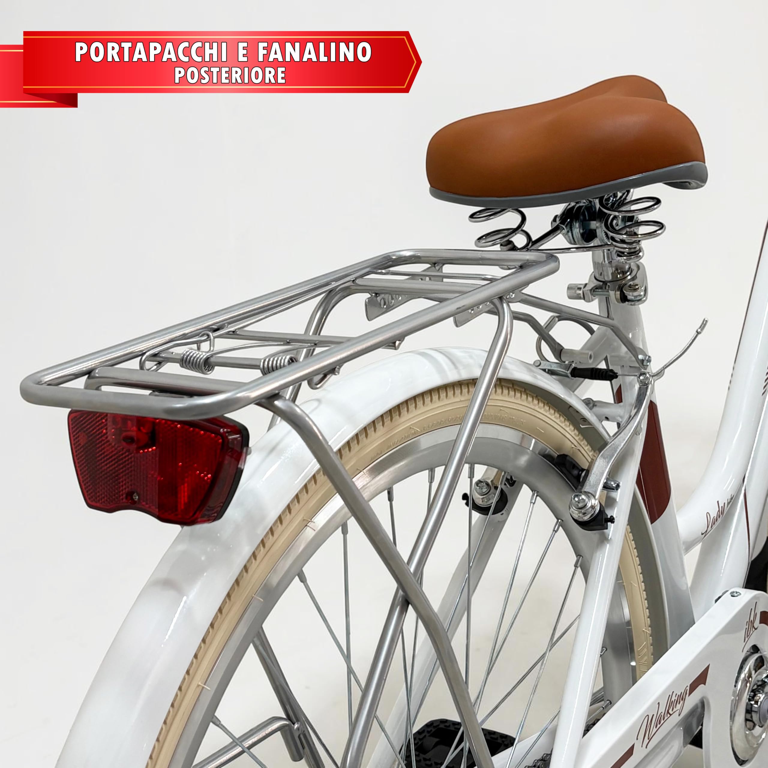 IBK Walking City Bike 28'' da Donna, Bicicletta da Passeggio, Cambio professionale 7 Velocità, Portapacchi e Porta Cestino inclusi
