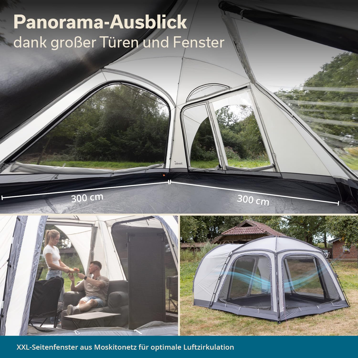 Skandika Kuppelzelt Pitea 4 Flex Protect Bundle mit Van-Schleuse | Campingzelt für 4 Personen, mit Schleuse für Van, eingenähter Zeltboden, Wassersäule 5000 mm, UPF 50+ | Zelt, Camping, Outdoor