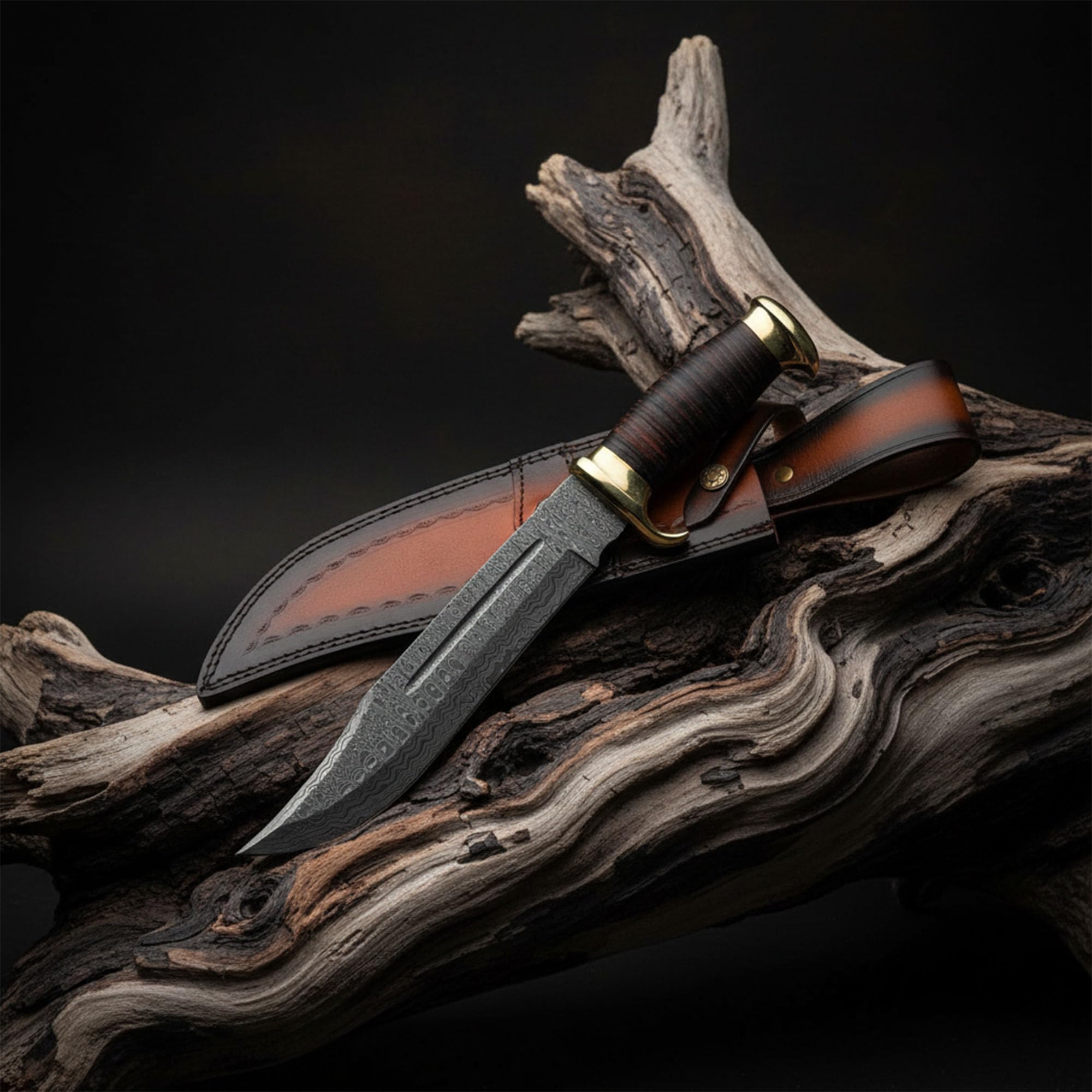 Amazon.com : SANZ Damascus Hunting Knife 15 Inch - Camping Knife