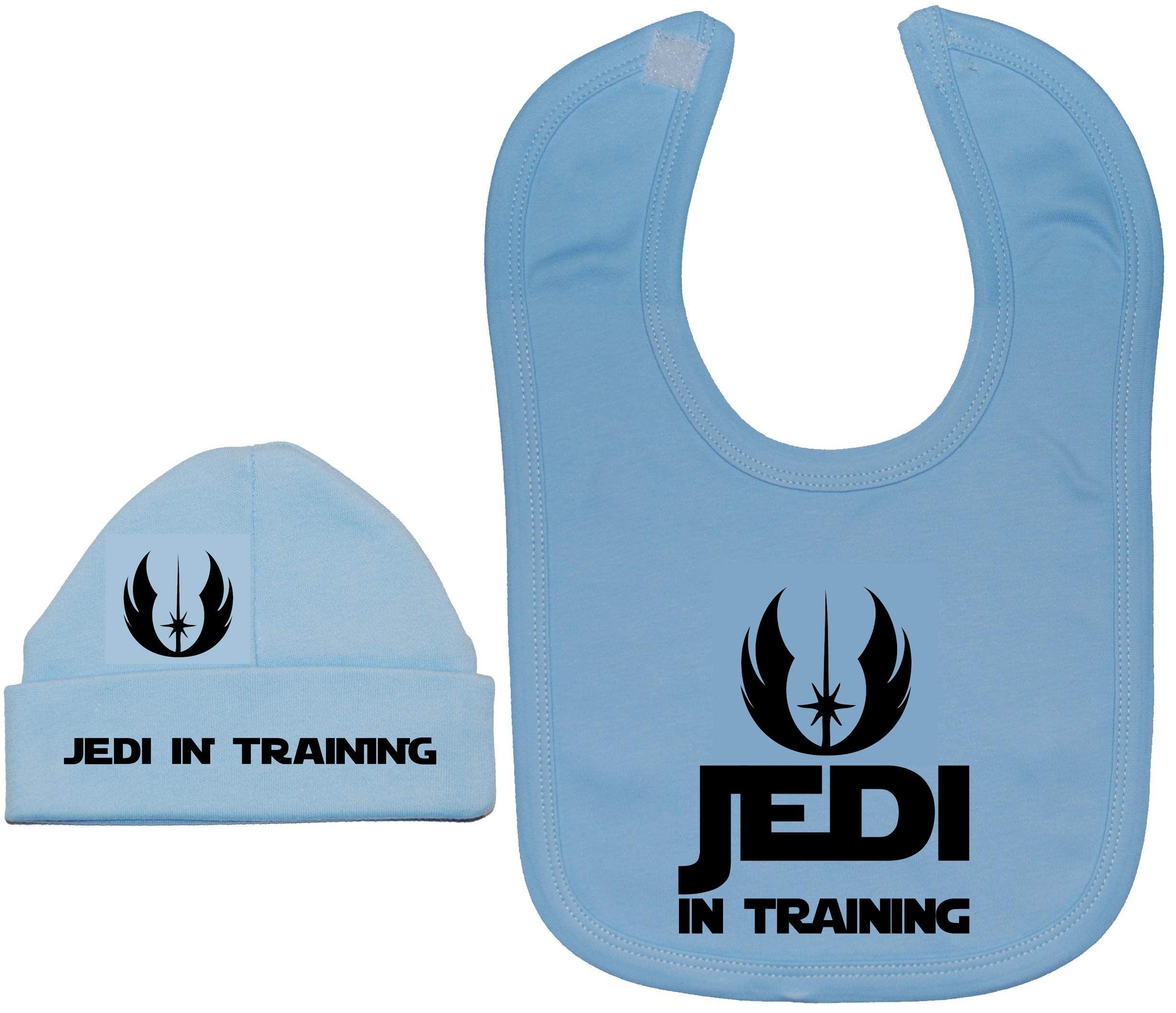 Acce Products Jedi in Training Baby Feeding Bib & Beanie Hat/Cap - 6-12 Months - Black