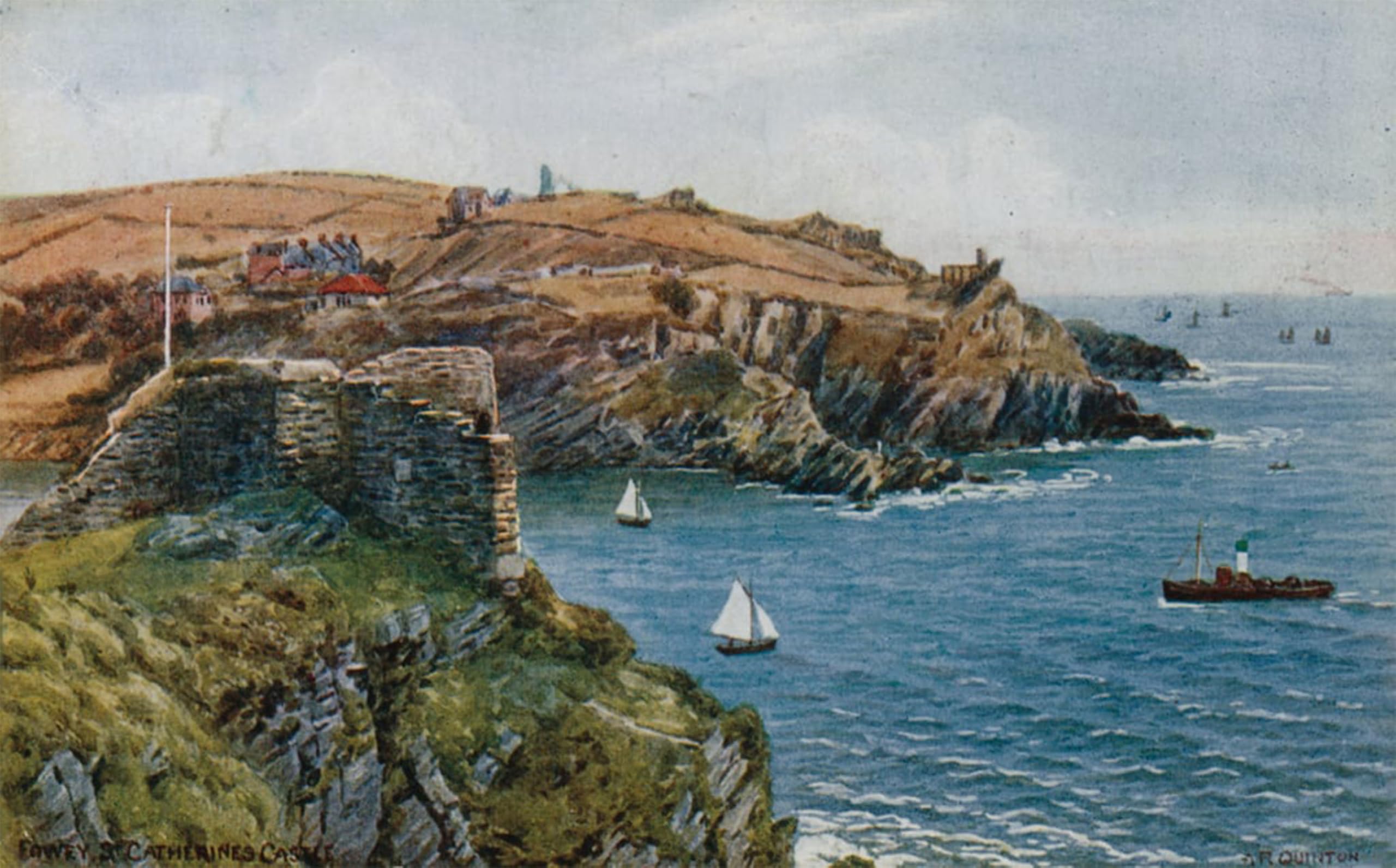 POSTERIIk Famous Modern Artwork Art Mural Fowey St Catherines Castle by Alfred Robert Quinton Oil Paintings Pictures for Home Decor 60x90cm