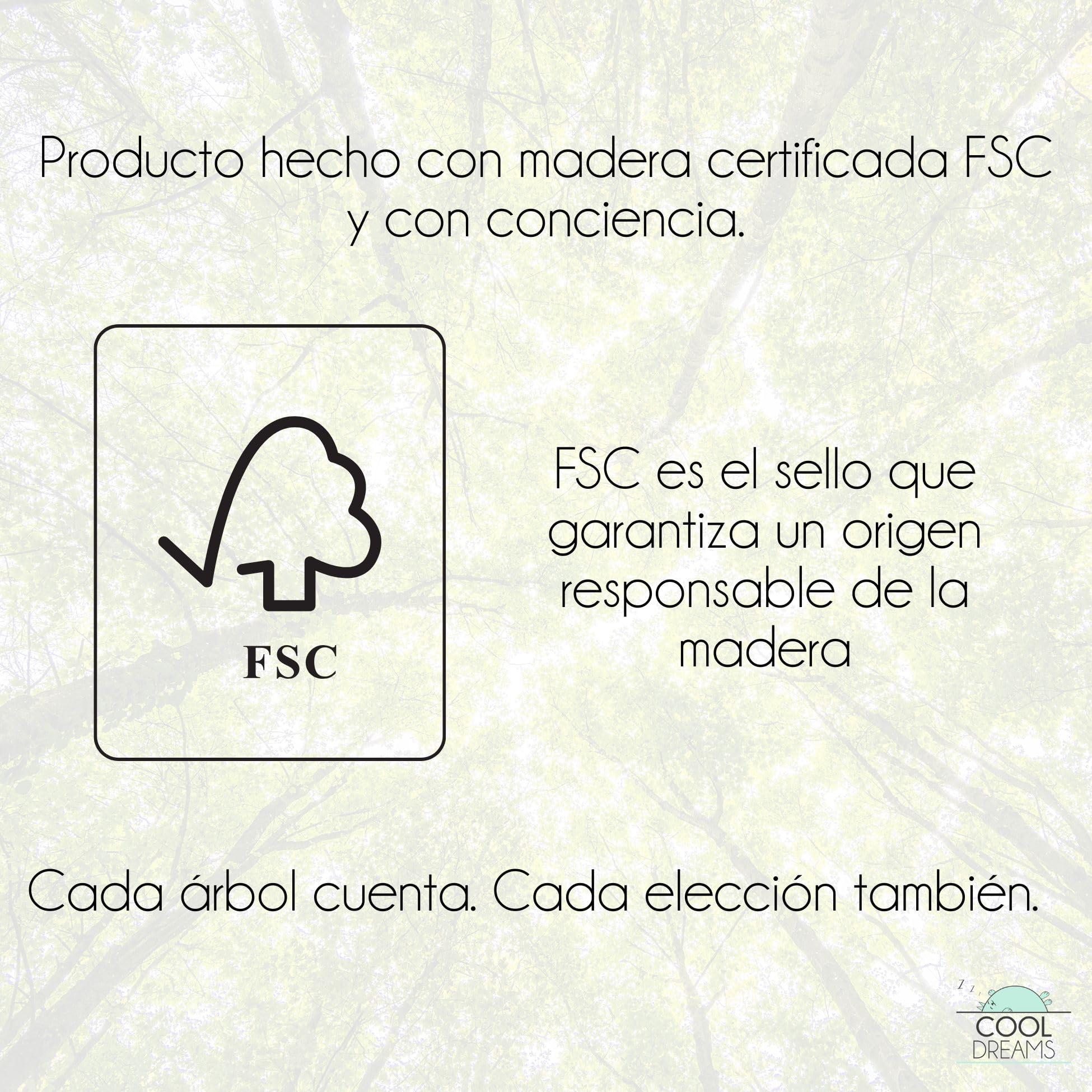 Cuna Colecho Madera para Bebé, 3 Alturas de Somier | Laponia CoolDreams | Estilo nórdico, color natural. Kit colecho y 4 ruedas con freno incluidos para unir a la cama.